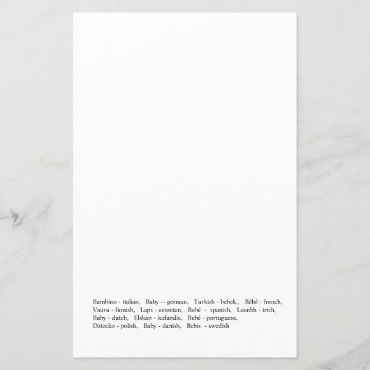 世界ベビーミニマリスト赤ちゃんシャワーゲーム (裏面)