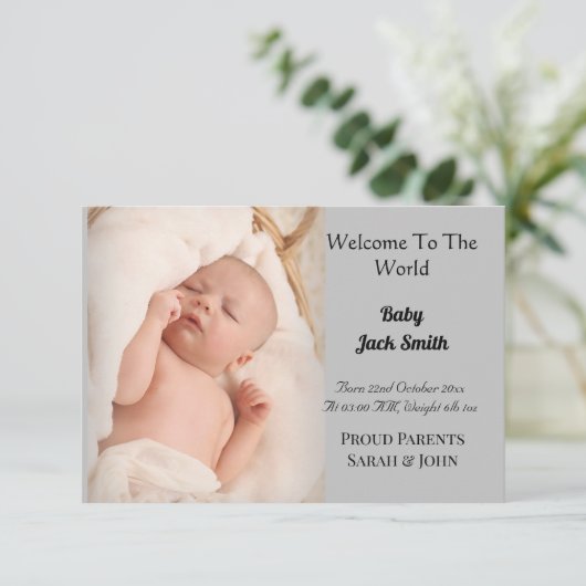 世界ベビー誕生のお知らせカードへようこそ 案内状 (スタンド正面)