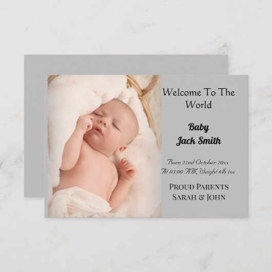 世界ベビー誕生のお知らせカードへようこそ 案内状 (正面/裏面)