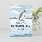 世界ペンギンの日 冬の自然イラスト カード (スタンド正面)