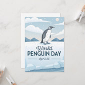 世界ペンギンの日 冬の自然イラスト カード (正面/裏面インサイチュ)