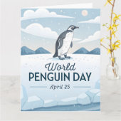 世界ペンギンの日 冬の自然イラスト カード (黄色い花)