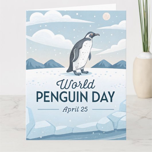 世界ペンギンの日 冬の自然イラスト カード (正面)