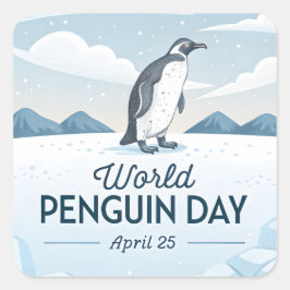 世界ペンギンの日 冬の自然イラスト スクエアシール