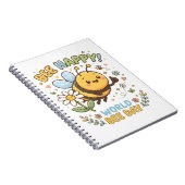 世界ミツバチの日を祝う愛らしい"Bee Happy!"イラスト ノートブック (右側)