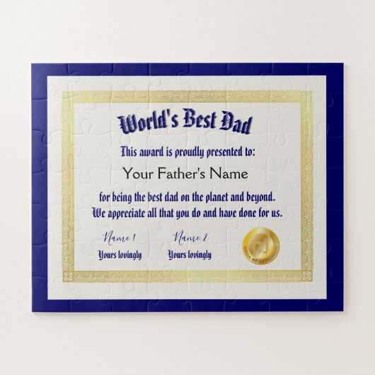 世界モダンおもしろいのパパ証明書 ジグソーパズル (横)