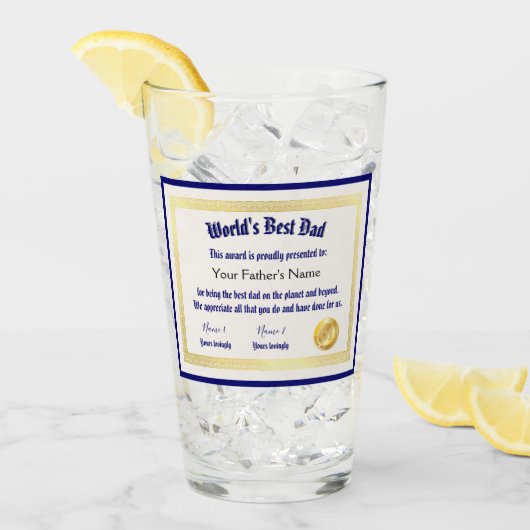 世界モダンおもしろいのパパ証明書 タンブラーグラス (アイス正面)