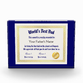 世界モダンおもしろいのパパ証明書 フォトブロック