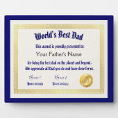 世界モダンおもしろいのパパ証明書 フォトプラーク (正面)