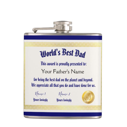 世界モダンおもしろいのパパ証明書 フラスク (正面)
