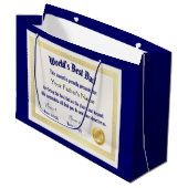 世界モダンおもしろいのパパ証明書 ラージペーパーバッグ (正面アングル)