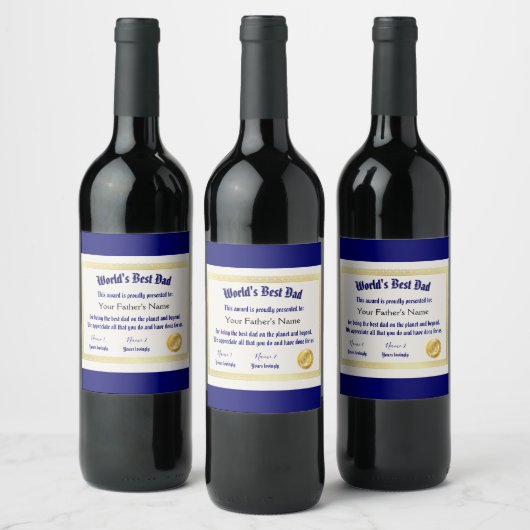 世界モダンおもしろいのパパ証明書 ワインラベル (ボトル)