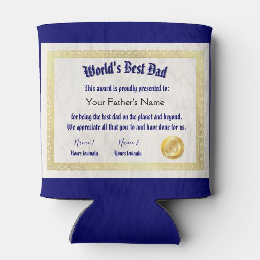 世界モダンおもしろいのパパ証明書 缶クーラー (裏面)