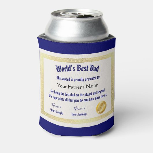 世界モダンおもしろいのパパ証明書 缶クーラー (缶裏面)