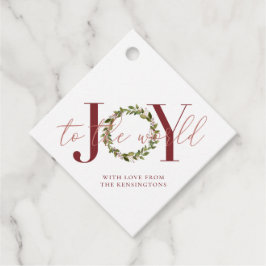 世界モダンにクリスマスの喜びリース フェイバータグ