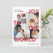 世界モダンに赤い喜びオーバーレイ写真コラージュ シーズンカード (スタンド正面)