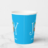 世界モダンのクリスマスカップに青い紙の喜び 紙コップ (右)