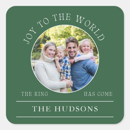 世界モダンの写真に緑の喜び スクエアシール (正面)