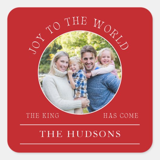 世界モダンの写真に赤い喜び スクエアシール (正面)