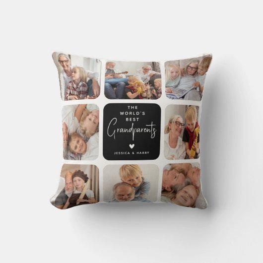 世界モダンの祖父母最高の写真コラージュ クッション (正面)