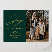 世界モダンの緑の写真への喜び 箔シーズンカード (正面)