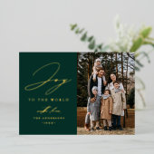 世界モダンの緑の写真への喜び 箔シーズンカード (立ち正面)