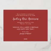 世界モダンへの喜びベビー写真金ゴールド 箔シーズンカード (裏面)