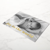 世界モダンへの喜びベビー写真金ゴールド 箔シーズンカード (回転した状態)