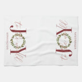 世界モダンクリスマスリースへの喜び キッチンタオル (横)