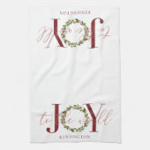 世界モダンクリスマスリースへの喜び キッチンタオル (縦)