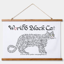 世界ワード黒猫タペストリー