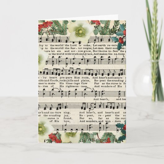 世界ヴィンテージクリスマスシート音楽への喜び シーズンカード (正面)