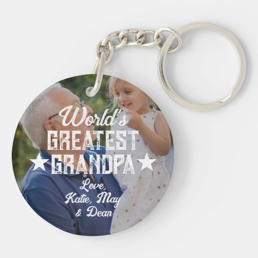 世界一のおじいちゃん写真父の日 キーホルダー (裏面)