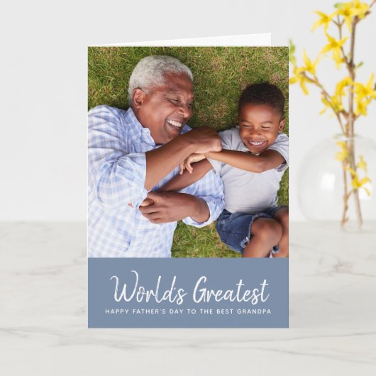 世界一のおじいちゃん父の日の写真カード カード (黄色い花)