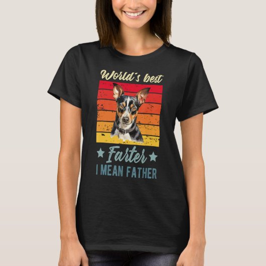 世界一のおならをするお父さん ラットテリア 犬 Tシャツ (正面)