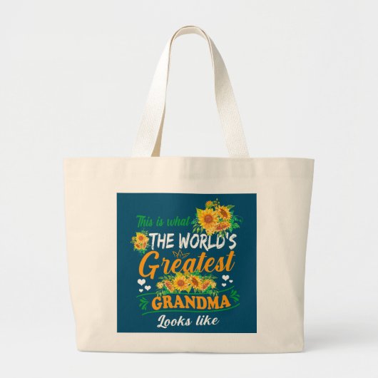世界一のおばあちゃんは母の日に似ている ラージトートバッグ (正面)