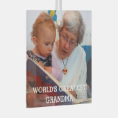 世界一のおばあちゃん写真自分で作る ガラスオーナメント (正面右)