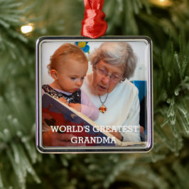 世界一のおばあちゃん写真自分で作る メタルオーナメント