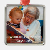 世界一のおばあちゃん写真自分で作る メタルオーナメント (正面)