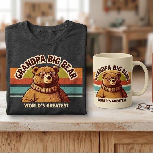 世界一のじいちゃんベア モダンとレトロ Tシャツ