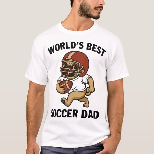 世界一のサッカーのパパ - パグ プレーヤー Tシャツ (正面)