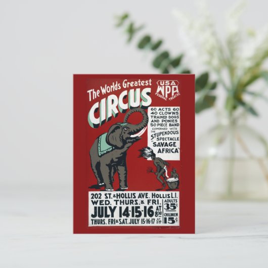 世界一のサーカスのヴィンテージのポスター ポストカード (スタンド正面)