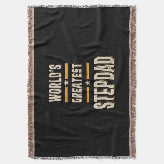 世界一のステップパパの継父おもしろいプレゼント スローブランケット (正面縦)