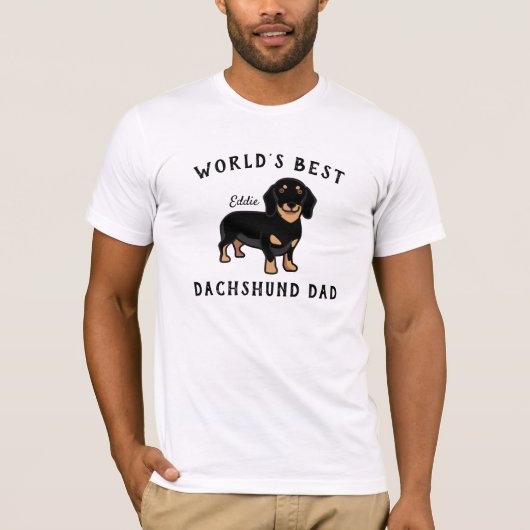 世界一のダックスフントの父 犬の名前入り Tシャツ (正面)