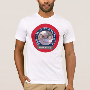 世界一のパパおじいちゃん写真赤白青 Tシャツ