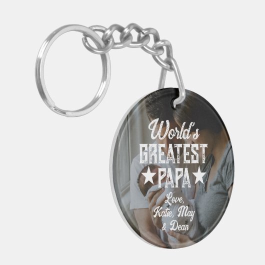 世界一のパパ写真父の日 キーホルダー (正面左)