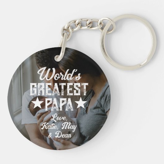世界一のパパ写真父の日 キーホルダー (裏面)