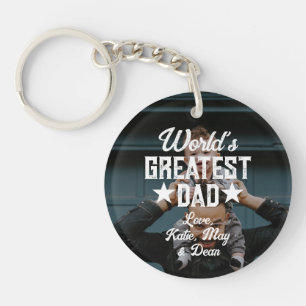 世界一のパパ写真父の日 キーホルダー