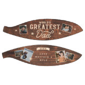 世界一のパパ木目八色写真コラージュ バスケットボール (パネル)