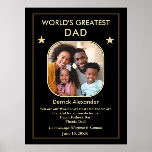 世界一のパパ父の日の写真カスタム ポスター (正面)